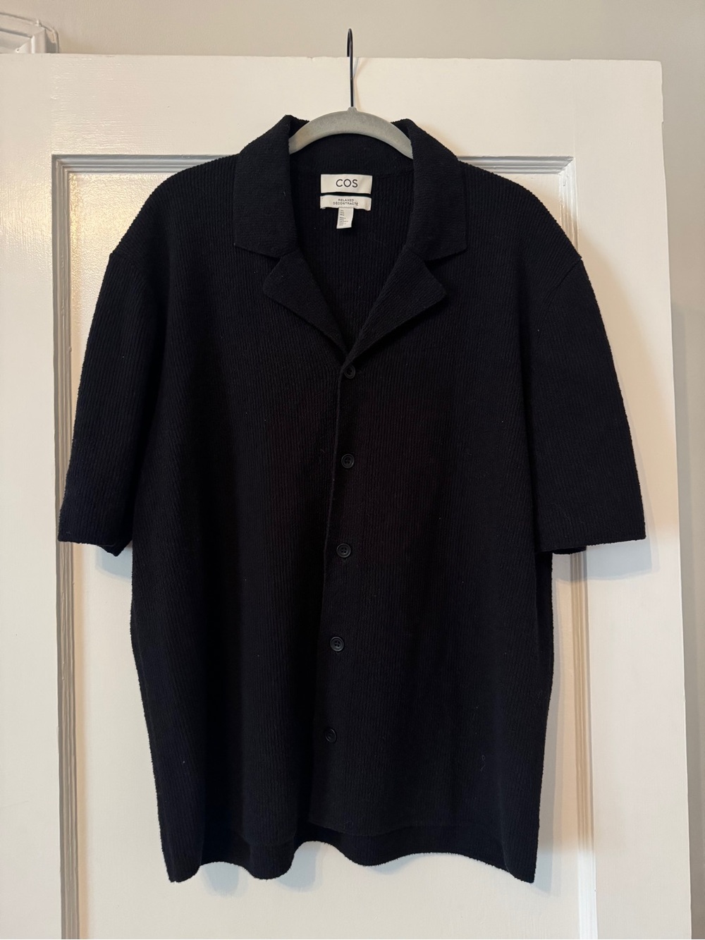 COS Black Knit Boucle Button down
